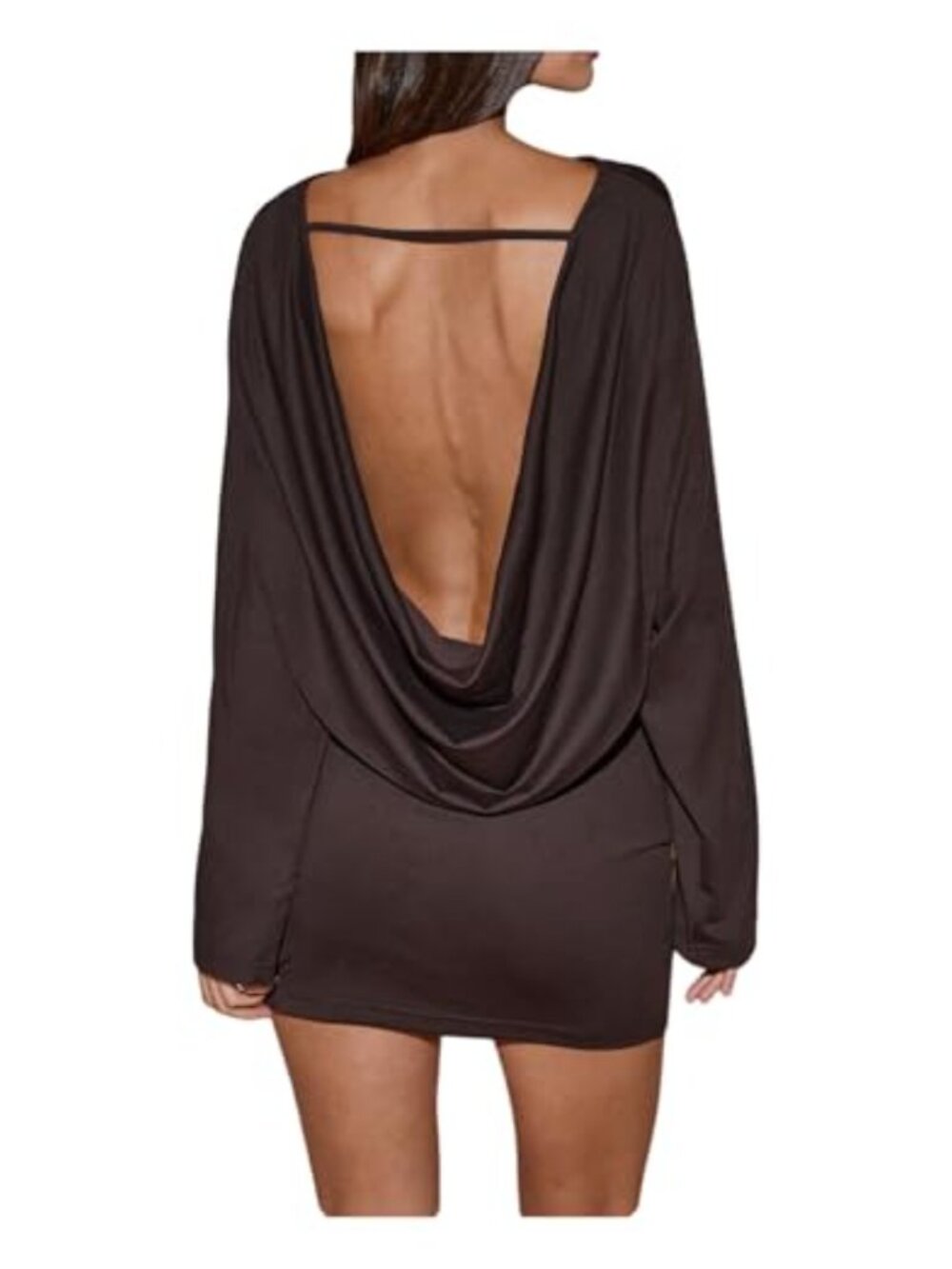 Milumia Women's Backless Mini Dress Long Sleeve Boat Neck Party Club Y2K